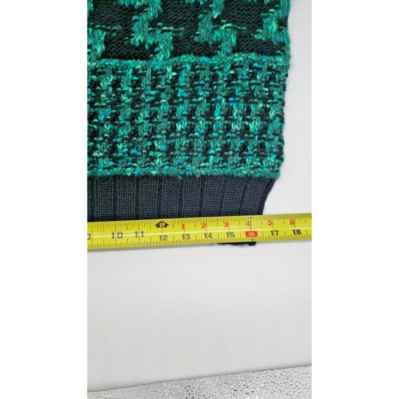 Vtg Liz Claiborne Collection Hand Knit Wool Blend Sweater Green Black Sz Small - Picture 6 of 10
